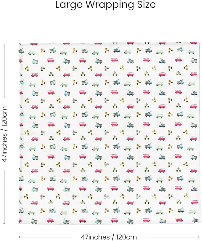 Stellar Kiddos Muslin Swaddle Blankets, Soft Breathable Cozy Baby Blankets for Newborn Boys and Girls, 47” X 47“, 2 Pack Receiving Swaddles, 70% Viscose from Bamboo 30% Cotton (Little Explorers)