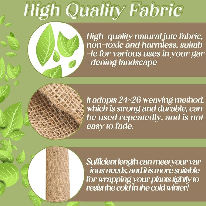 Buryeah 40 Inch x 72 ft Burlap Fabrics Roll Natural Gardening Multipurpose Burlap Weed Barrier Garden Landscape High Density Fabric Jute for Outdoor Home Craft Party Decor Wedding