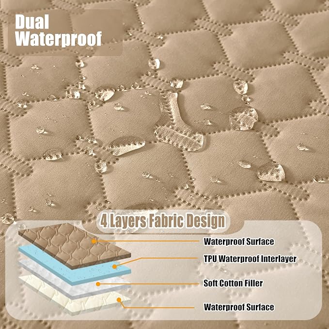 Smiry Waterproof Dog Bed Cover Blanket, Soft Reversible Pet Blanket, Washable Leakproof Cats Dogs Couch Cover for Sofa, Couch, Furniture, Plaid (30x70 Inch, Camel/Beige)