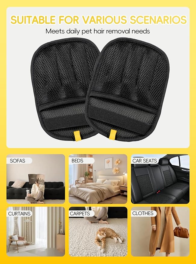 KEJIKO Pet Hair Removal Glove, Efficient Reusable Electrostatic Hair Remover Tool, Washable Pets Grooming Gloves For Cats Dogs Sofa Coach Furniture Gloves And Mitten 1 Pc