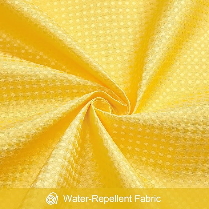 Craidlela 3 in 1 Shower Curtain Set, Yellow Waffle Shower Curtain and PEVA Liner Set with 12 Stainless Steel Shower Curtain Hooks, Waterproof Shower Curtains for Bathroom, 72 W x 72 H