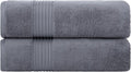 Milara Turkish Super-Plush Bath Towels Set 2-Piece | Premium Cotton Bath Towel Set Absorbent, Durable with Hanging Loops | Anthracite (Dark Gray) Turkish Bath Towels, (27 x 54 Inches)