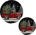 Christmas Tree Truck Trivets for Hot Dishes Pots and Pans Potholders Woven Trivet Cotton Round Large Pot Holder Decor Heat Resistant Hot Pads Mat for Table Counter Cooking Potholder Set of 2