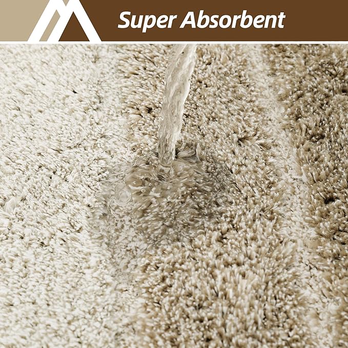 COSY HOMEER Bathroom Rugs 36"x24", Ultra Soft Absorbent Bath Mat with Non-Slip TPR Backing, Machine Washable Shaggy Rug for Bathroom Floor, Beige