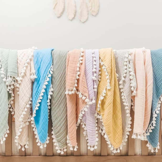 Crane Baby Muslin Swaddle Blanket, Soft Cotton Lightweight Nursery and Stroller Blanket for Baby Boys & Girls, Desert Brown, 30" x 40"