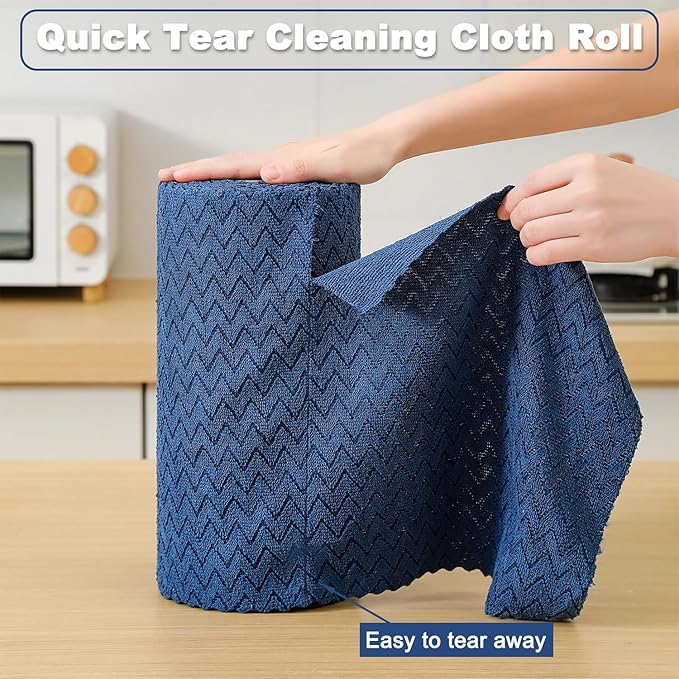 Tigona 80 Pack Microfiber Cleaning Cloth Roll Reusable Paper Towels 12"x12" Tear Away Cloth,Absorbent Dish Rags for House Kitchen,Wash Cloths,Lint Free Rags for Window Cars Cleaning Supplies