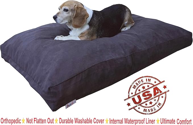Dogbed4less XXL Orthopedic Extreme Comfort Memory Foam Dog Beds for Large Dog, Waterproof Internal Cover and Machine Washable External Cover, 55"X37" Pet Pillow, Espresso