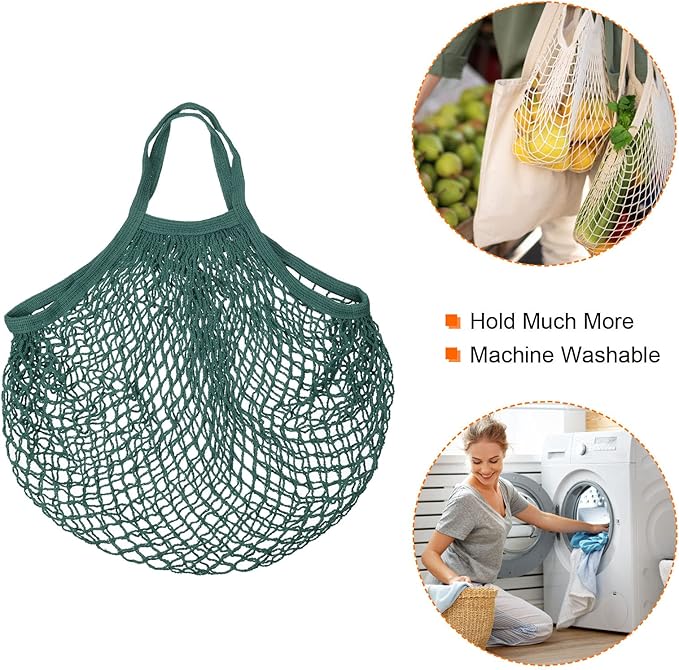 MECCANIXITY Cotton Mesh Bag Reusable Washable Mesh Net String Grocery Bags Organizer for Fruits Vegetables Shopping