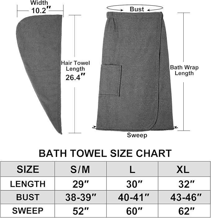 Orrpally Women Shower Wrap Robe Bath Wrap Towel Spa Body Wrap Adjustable Closure Bathrobe