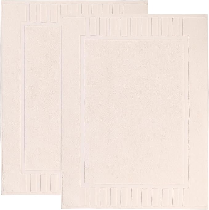Superior 100% Cotton Bathmat Set, Bath Mat, Bathroom Decor, Shower, Bathtub Essentials, Home Accessories, Washable Rug, Absorbent, Quick Dry, Leo Collection, Set of 2, 22" x 35", Ivory