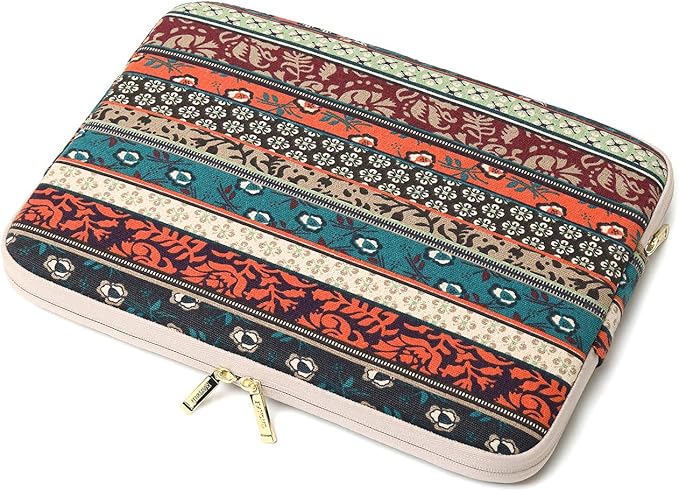 Kayond Canvas Water-Resistant 15.6 Inch Laptop Sleeve case for 15 inch 15.4 inch 15.6 inch Notebook Computer (15-15.6 inch, Red Bohemia)