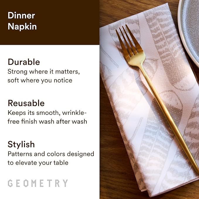 GEOMETRY Cloth Dinner Napkins - Quick-Dry, Ultra-Absorbent, Reusable Cloth Napkins for Dining & Entertaining - Mate 19" x 19" (6 Pack)
