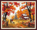 Foxnyart Stamped Cross Stitch Kits Full Range of Embroidery Needlework Starter Kits for Beginners Adults 11CT Embroidery Patterns Art Crafts DIY Needlepoint Kit-Golden Homeland Late Autumn 16x20 inch