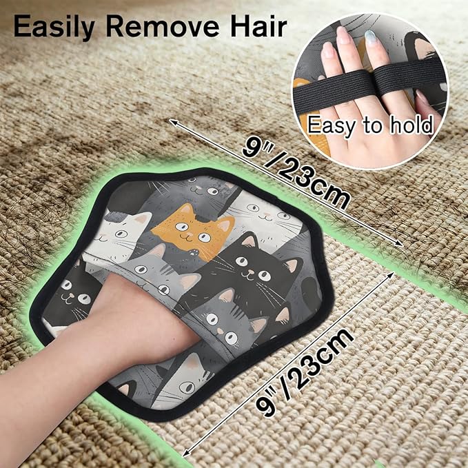 Hanxuanyifan Black Cats Pet Hair Removal Glove for Dogs & Cats,2 PCS Newly Upgraded Reusable Electrostatic Pet Hair Gloves,Dog Hair Remover Tool for Clothing,Couch,Carpet,Car Seat