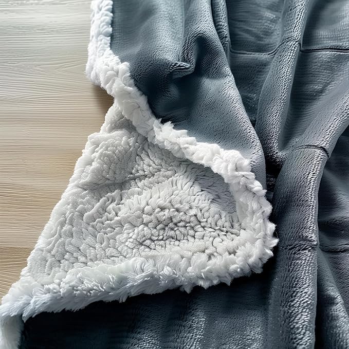 Bedding Aid Waterproof Throw Blanket - Sherpa Fleece Reversible Cover, Soft Warm Leak-Proof Bed & Couch Protector for Kids, Pets & Everyday Spills (Velvet Gray/Cloud White, Throw 50x60