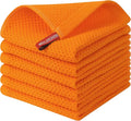Kitinjoy 100% Cotton Kitchen Dish Cloths, 6 Pack Waffle Weave Ultra Soft Absorbent Dish Towels for Drying Dishes Quick Drying Kitchen Towels Dish Rags, 12 X 12 Inches, Orange