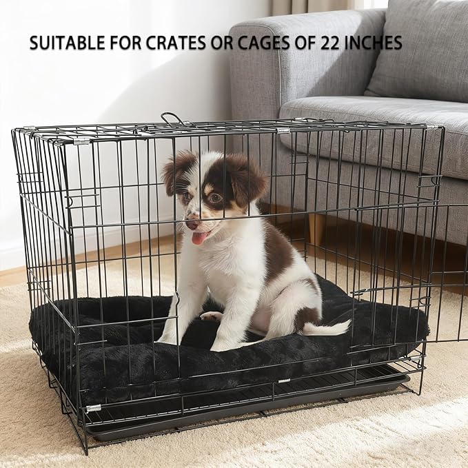 Pet Bed for Crate 22 x 13 inch Fit Dogs or Cats Washable&Anti-Slip,Ultra Soft XS Dog Beds Kennel Pad for Cage Soft Flat Puppy Kitten Cushion Sleeping Mat,Black