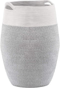 Cotton Rope Laundry Hamper by YOUDENOVA, 105L - Woven Collapsible Laundry Basket - Clothes Storage Basket for Blankets, Laundry Room Organizing, Bedroom Storage, Clothes Hamper – Grey & White
