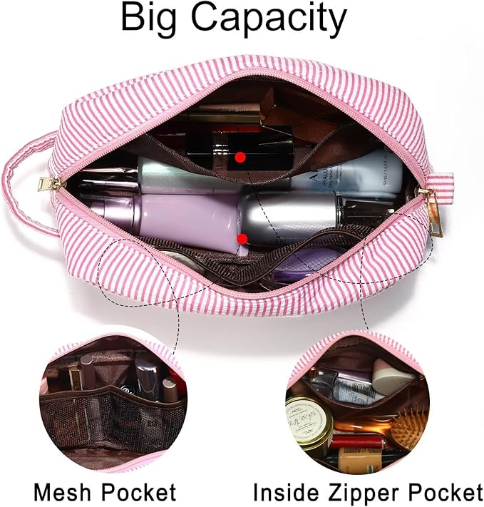 YOOLIFE Travel Makeup Bag for Women - Initial Cosmetic Bag Toiletry Pouch Make Up Case for Women Friend Sister Teacher, Personalized Birthday Gifts for Women, Pink Z