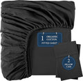 LANE LINEN Fitted Sheet King Size, 100% Organic Cotton, 3-Piece Set (1 Fitted Sheet,2 Pillowcases), Percale Weave, Ultra Soft, Breathable,Fits Mattress Upto 15" Deep - Black (No Flat Sheet)