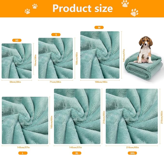 Waterproof Dog Throw Blanket for Couch Reversible Green Pet Bed Cover Puppy Fleece Blankets Leakproof Sofa Doggie Cat Pets Blanket for Warm Fluffy Washable Mat-Green,S