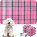 ESGPET Washable Pee Pads for Dogs - 24”x36” 4PCS, Whelping Pad for Puppy Training, Playpen Crate Bed Floor Protector, Reusable Dog Potty Pads Non-Slip, Super Absorbent & Odor Controlling, Pink Plaid