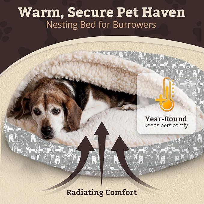 Snoozer Luxury Cozy Cave Pet Bed, Wag Collection, Large - Pedigree Storm