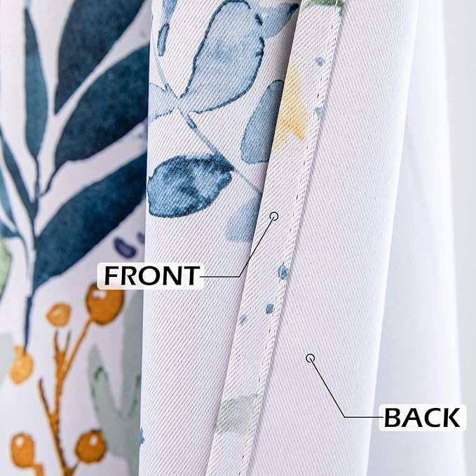MYSKY HOME Floral Curtains 108 inches Long Living Room Curtains Thermal Insulated Room Darkening Curtains for Dining Room Vintage Classical Floral Printing Drapes, 2 Panels, Yellow and Blue