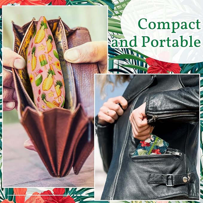 Sherr 5 Pieces Tissues Purse Pocket Tissue Holder Reusable Travel Tissue Pouch Fabric Zipper Enclosed Small Size Flower Pattern Tissue Holder for Purse Coins for Summer, 5.25 x 3 Inch