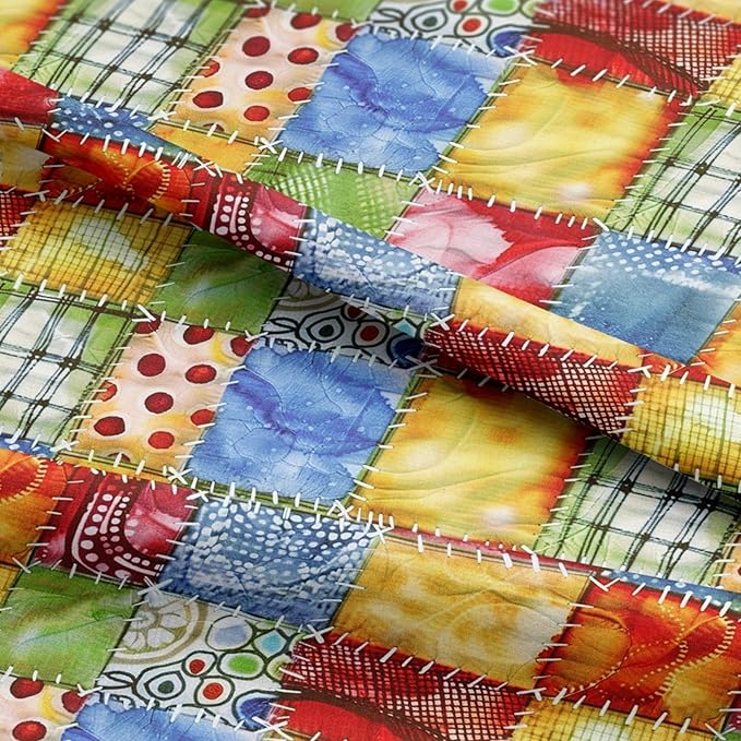 Colorful Patchwork Cotton Fabric – Premium Turkish Printed Cotton 140 GSM, Pre-Cut 61 x 36.6 Inches, Bright Quilting & Sewing Fabric for Crafts, Bags & DIY Projects