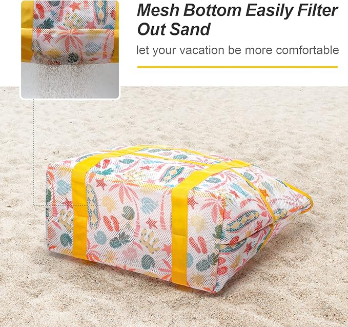 F-color Mesh Beach Bag Family - Large Tote Bag for Cruise Pool Toys Beach Vacation Essentials