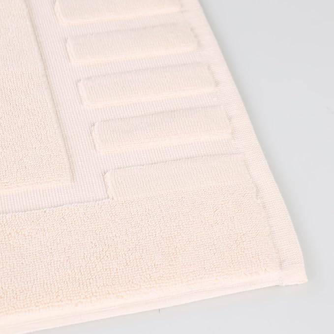 Superior 100% Cotton Bathmat Set, Bath Mat, Bathroom Decor, Shower, Bathtub Essentials, Home Accessories, Washable Rug, Absorbent, Quick Dry, Leo Collection, Set of 2, 22" x 35", Ivory