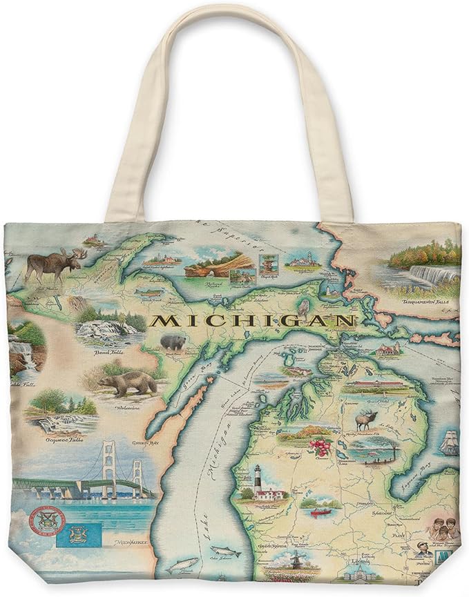 Xplorer Maps Canvas Tote Bag with Handles, Cloth Grocery Shopping Bag, Reusable & Eco-friendly Bag, 100% Cotton, Washable