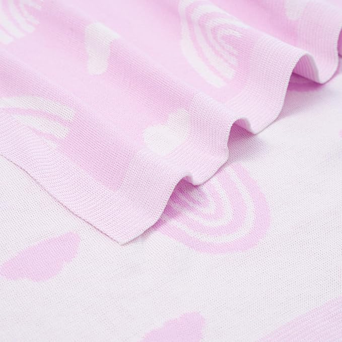 SWaddle AN Rainbow Lilac Jacquard Baby Blanket, Size 30x40in, 100% Cotton Fabric, Two-Sided Breathable Throw Blanket for Boys and Girls