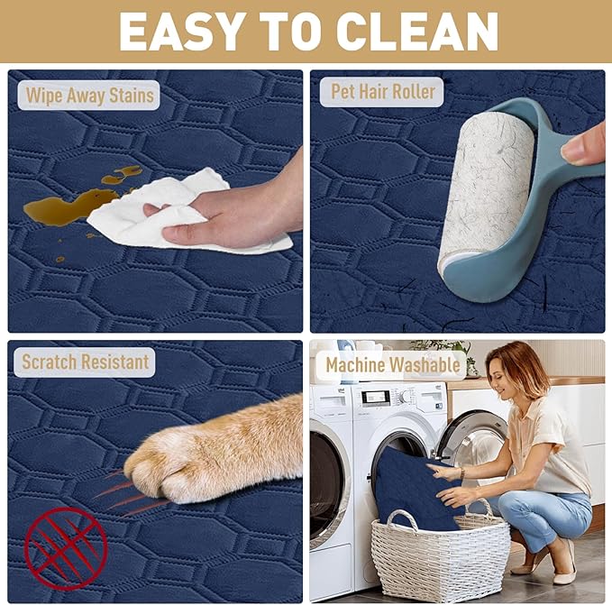 ZNSAYOTX Ultimate Cozy Blankets (52"x82") 100% Waterproof Bed Mat Blanket for Dog Pets, Couch Sofa Protector with Non-Slip Back Washable Durable, Pee Scratch Proof Easy to Clean (Navy Blue)