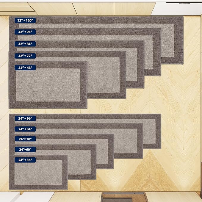 DOMUSTEX Machine Washable Runner Rug 32" x 120", Non Slip Kitchen Mat for Floor, Absorbent Entryway Rug for Kitchen, Bedroom, Living Room, Hallway, Door (Roll Packing)