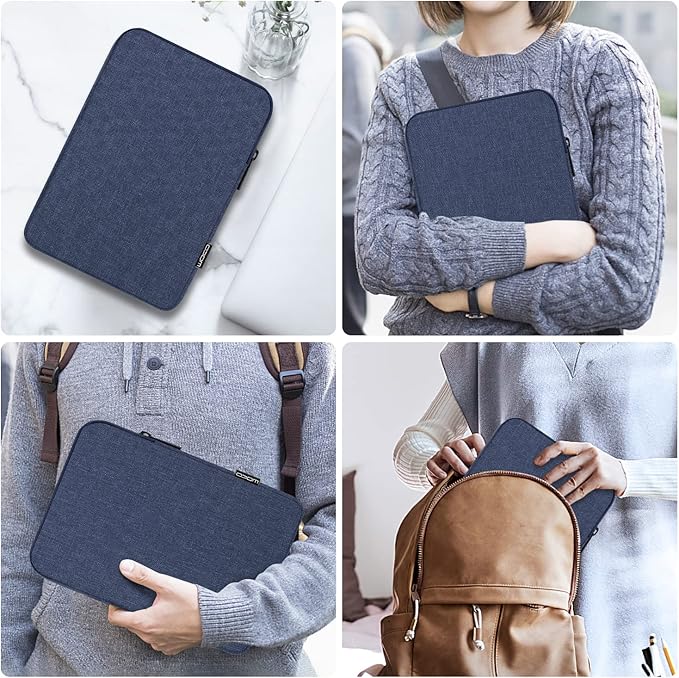 MoKo 7-8 Inch Tablet Sleeve Bag, Polyester Pouch Cover Case Fits iPad mini (A17 Pro) 8.3" 2024, iPad mini 6/5/4/3/2/1, Samsung Galaxy Tab S2 8.0, Tab A 8.0, ZenPad Z8s 7.9,Navy Blue