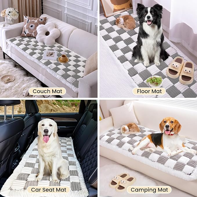 TiInsta Backseat Pet Bed Mat,Dog Bed for Car,Dog Seat Cover for Car Back Seat, Non-Slip Travel Pet Mat, Fit for Backseat Extenders and Seat Covers (Light Gray&White)