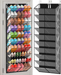 30 Pairs Over the Door Shoe Organizer, Transparent PVC Hanging Shoe Rack for Closet, 10-Tier Door Shoes Storage, Crystal-Clear Visibility Fit All the Family's Sneakers, Boots, Heels, Black Frame