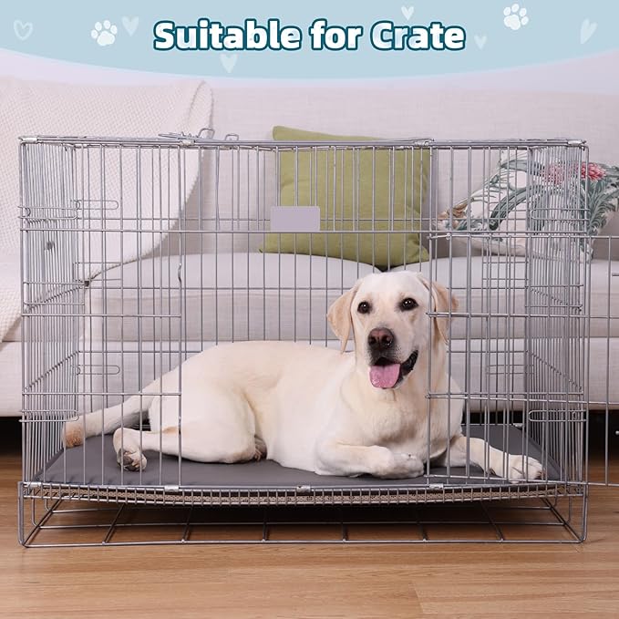 WAYIMPRESS Dog Crate Pad Mat, Waterproof Kennel Cage Mat, Cooling Pet Bed for Medium Large Dogs, Outdoor Pet Bed with High Resilience Foam,Wipe Clean & Easy Rinse, Anti Slip 35 inch Graphite Grey