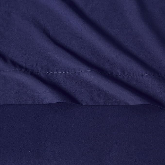Amazon Basics Organic Cotton Sheet Set with 2-Pieces Pillowcase, Navy Blue, Full