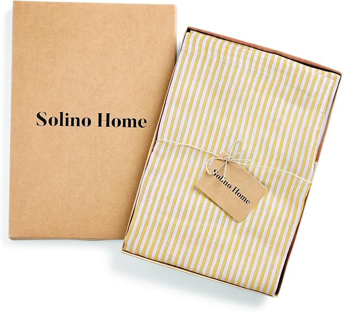 Solino Home 100% Pure Linen Apron for Women & Men - Full Midi Bib Apron Adjustable Neck Strap with Center Pockets for Kitchen