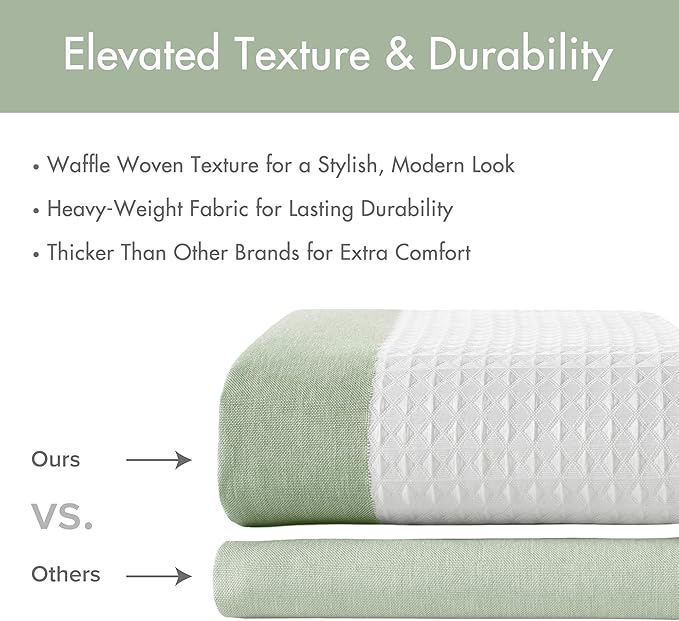 Madison Park Shower Curtain Spa Waffle Weave Long Shower Curtain for Bathroom 3M Scotchgard Moisture Management, Spa Quality Modern Shower Curtains for Bathroom, Long 72x78 Sage Green