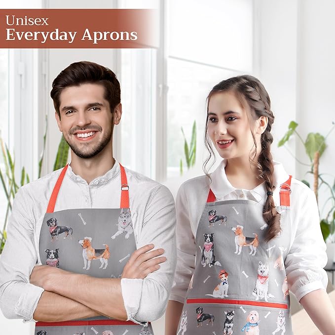 Maison d' Hermine 100% Cotton Apron for women with Pocket Kitchen Chef Apron for Men Cooking Gardening Server Waitress
