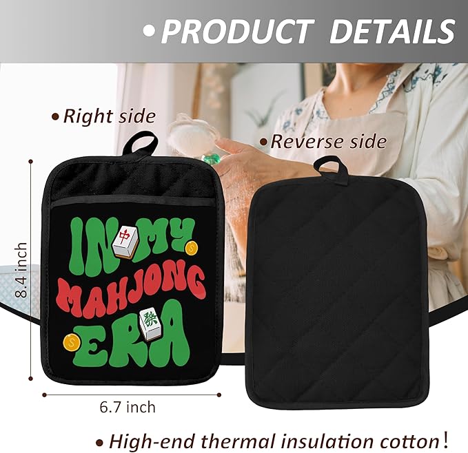 Mahjong Gifts Pot Holders for Kitchen，Mahjong Gifts for Women，Funny Oven Mitts,Cute Pot Holders,Funny Kitchen Decor,Potholder(Color-06)