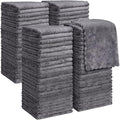 Orighty Washcloths 96 Pack, Ultra Soft Face Cloths 12 x 12 inch, Absorbent & Quick Drying Coral Velvet Washcloth Bulk, Multi-Purpose Face Cloth for Household, Cleansing and Sport (Grey)