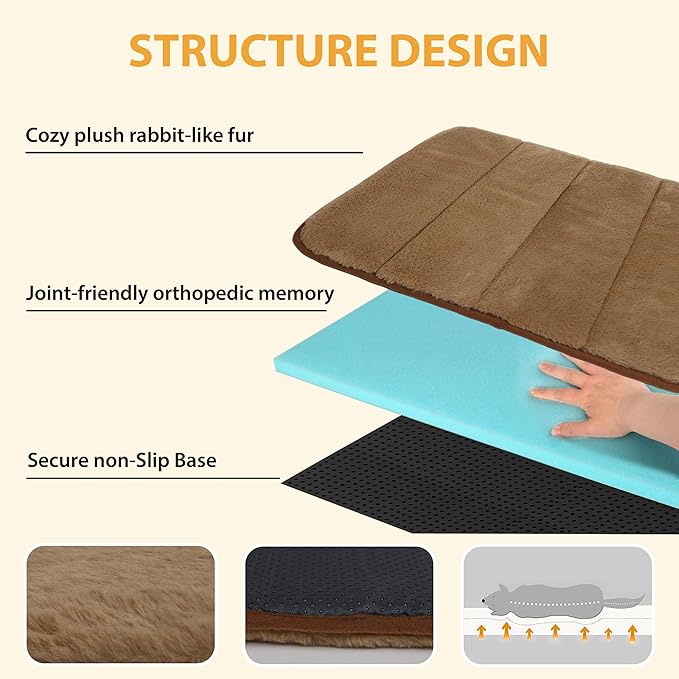 ZAKAPAWS Dog Crate Pad for XX Large Dog - 47x29 Memory Foam Dog Bed, Washable & Anti-Slip Dog Bed Mat, Ultra Soft Kennel Pad for Dogs Cozy Sleeping Mat, Khaki