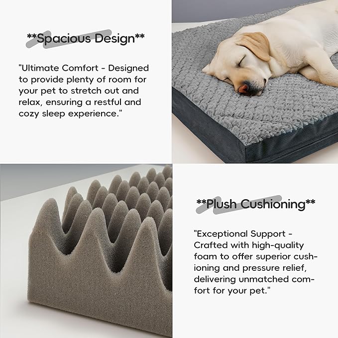 Sytopia Washable 36" Dog Bed for Large Dogs – Double-Sided Plush, Waterproof, Removable Cover, Thick Orthopedic Support, Durable Multi- Size Comfort Clearance Indoor Flat Dog, Dark Grey