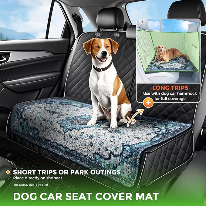 Hompet 2 Pack Waterproof & Absorbent Dog Car Seat Cover Mat, Fits Most Dog Car Hammocks, Washable Reusable Backseat Protector Pad, Quick Dry Leak-Proof Non-Slip Pet Travel Mat for Cars, 28.5"x60"