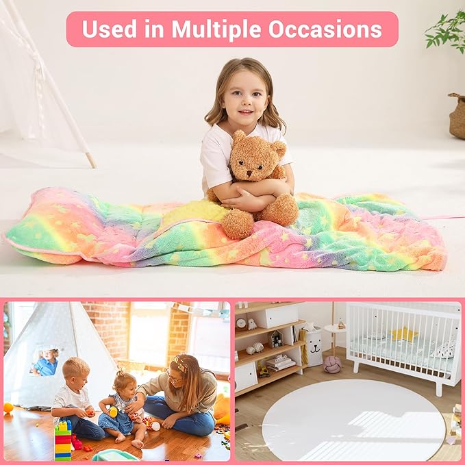 Lasoftan Toddler Nap Mat with Pillow and Blanket, Extra Large Rolled Napping Mats,Slumber Bags for Boys Girls,Kids Sleeping Bag for Daycare, Preschool Travel Camping